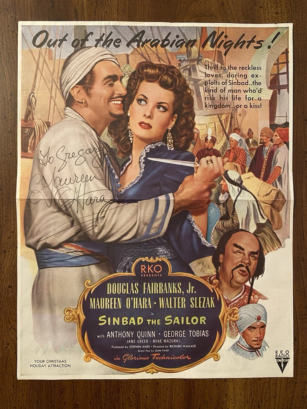Maureen O’Hara — Maureen OHara Signed Autographed Vintage 9x12 Ad With COA Sinbad The Sailor