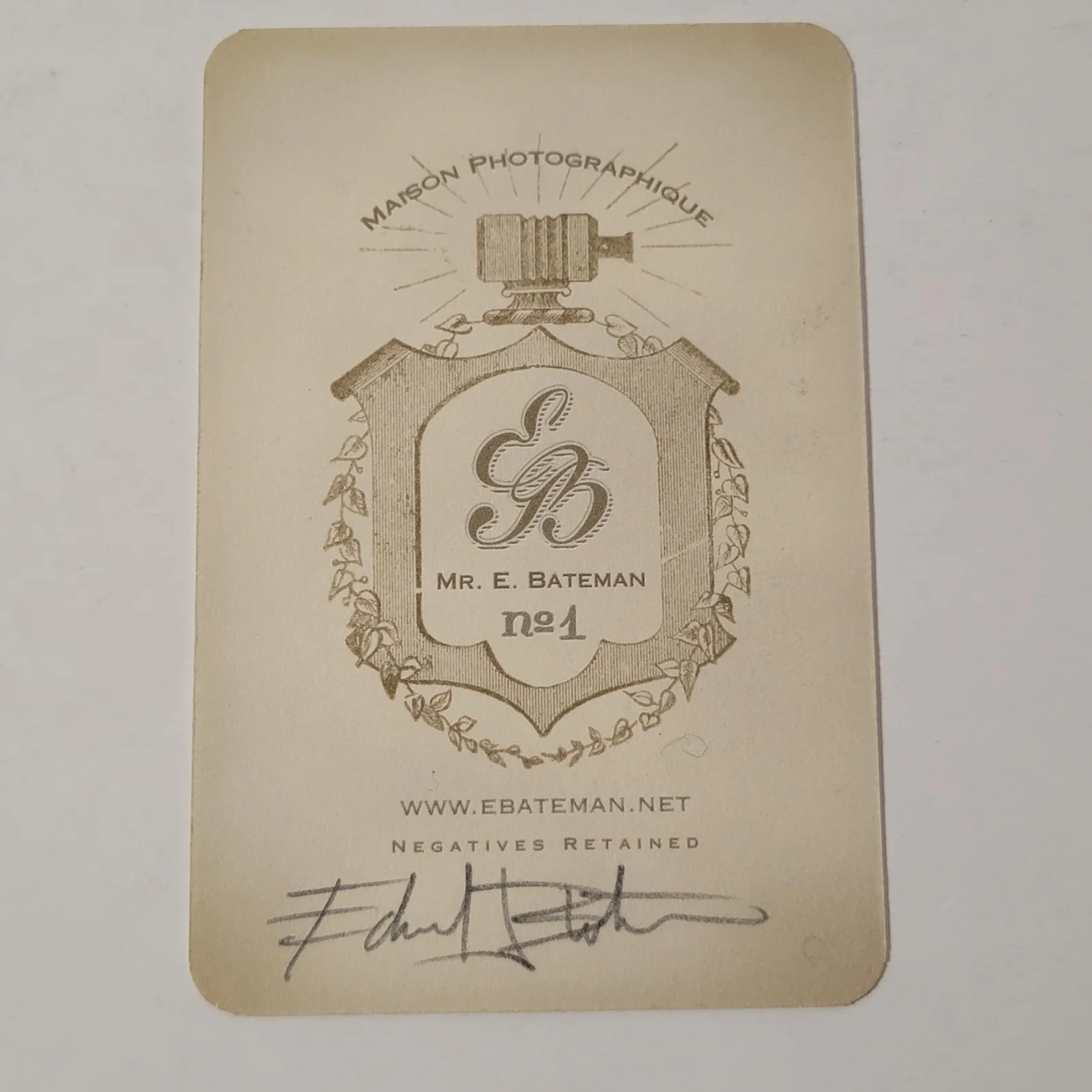 Edward Bateman — Very Rare HTF Vtg Signed Edward Bateman Maison PhotoGraphique Card No 1, image 3