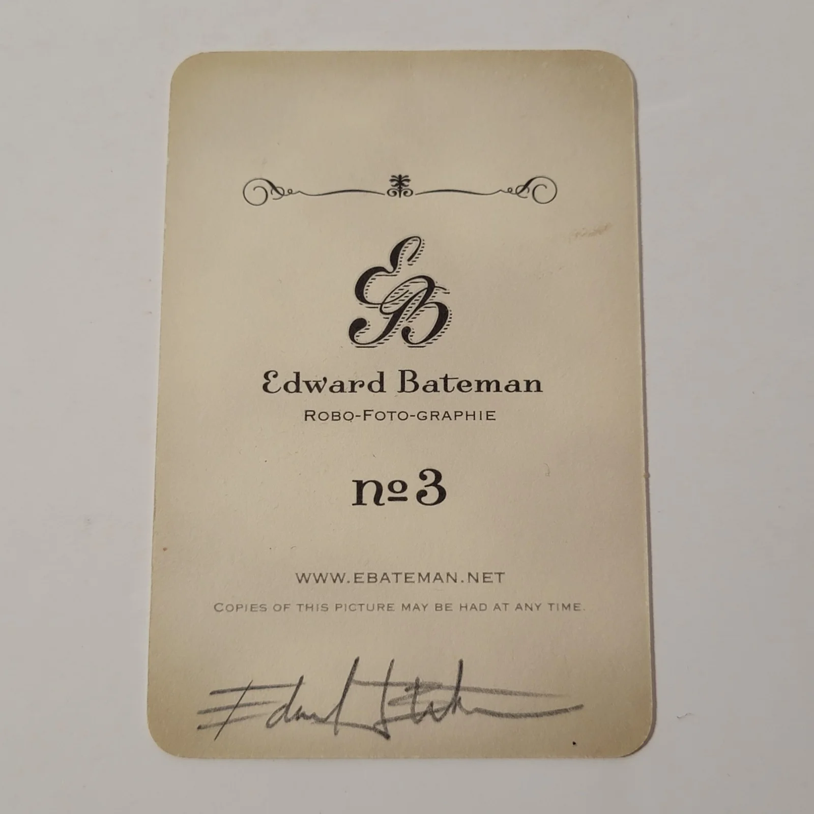 Edward Bateman — Very Rare HTF Vtg Signed Edward Bateman Robo-Foto-Graphie Malfait Phot Card No 3, изображение 3