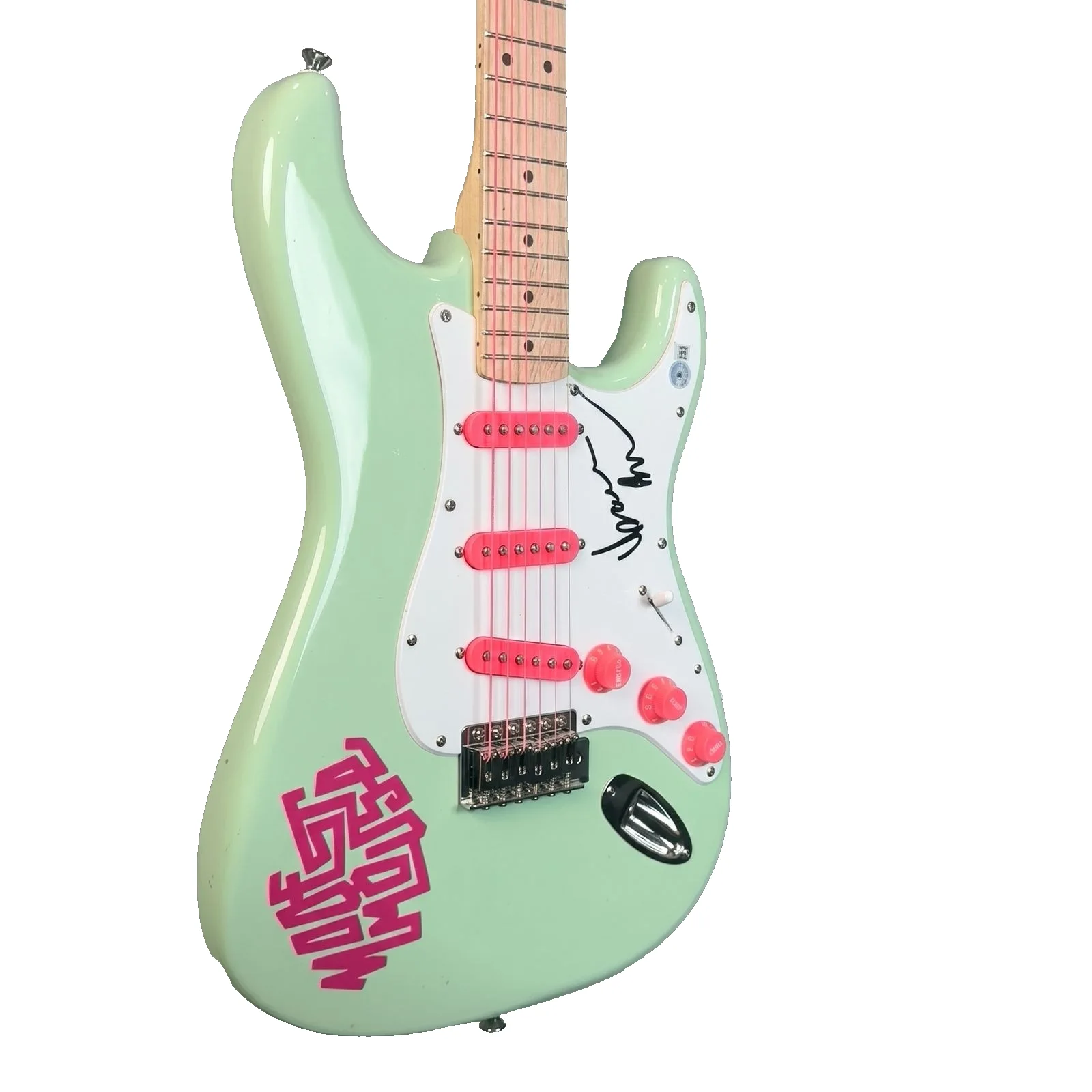 Isaac Brock Signed Mint Green Strat Guitar - JSA Authenticated Custom Model, image 3