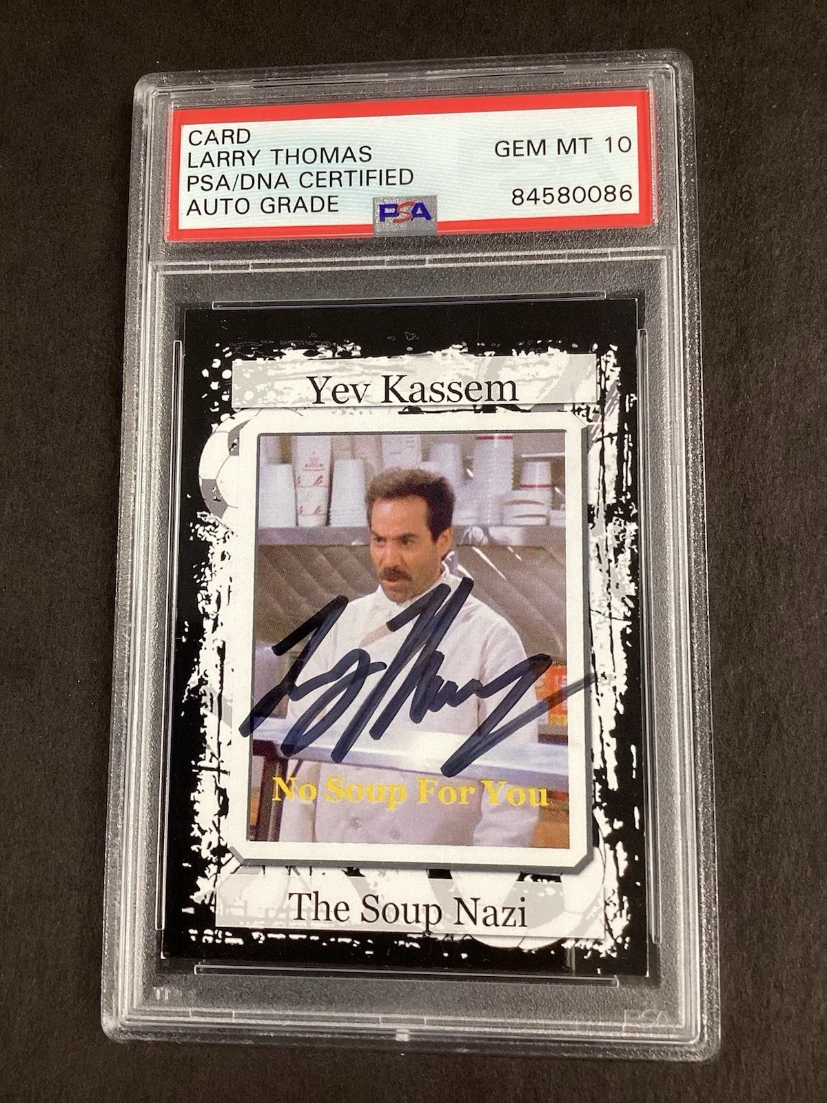 Larry Thomas — Larry Thomas Signed Card Seinfeld Vintage Insc No Soup For U Autograph PSA/DNA10