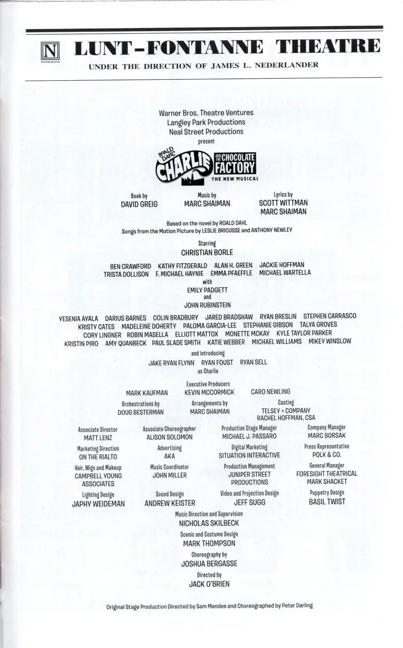 Cast — Charlie and the Chocolate Factory Signed Cast Playbill - Christian Borle, image 2