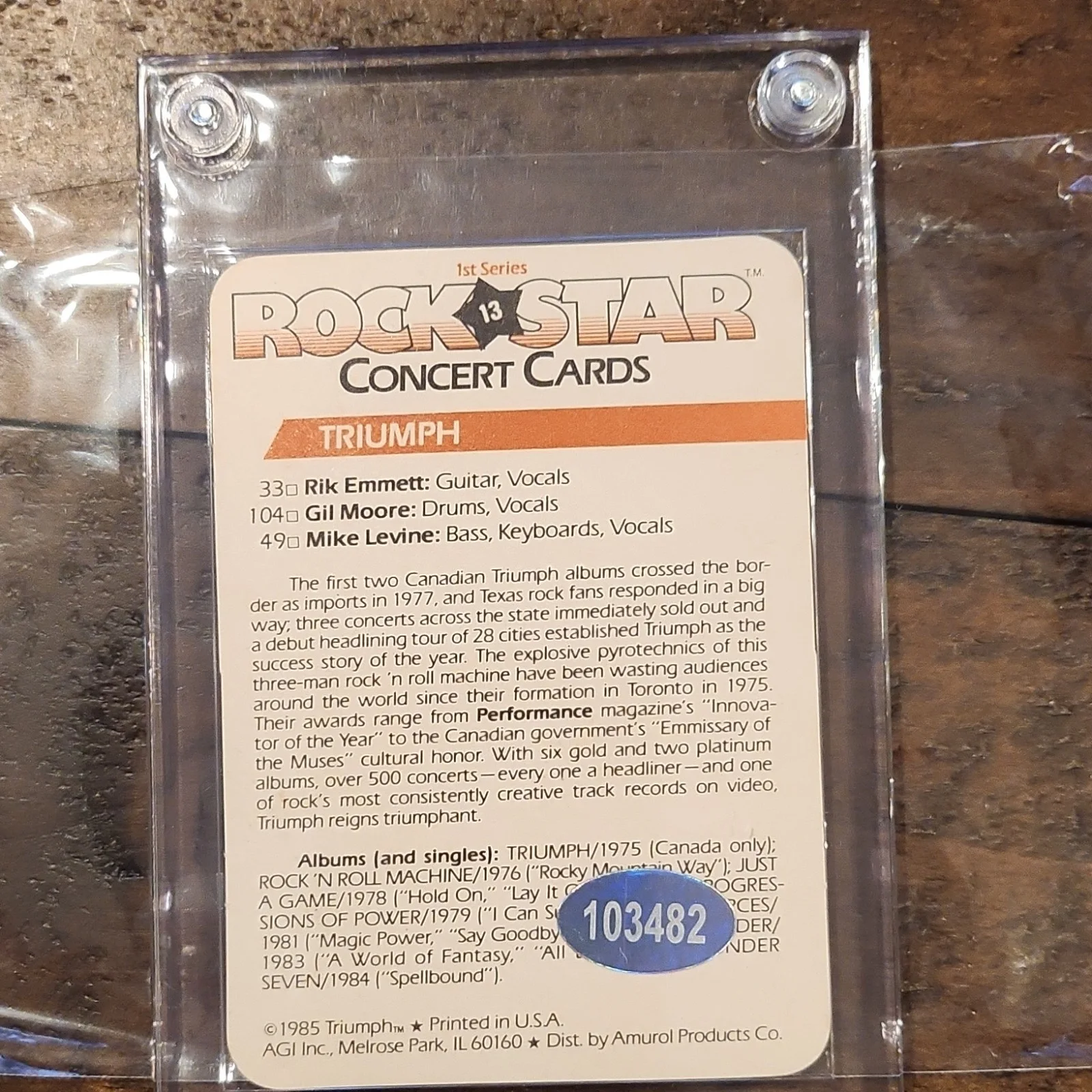 Triumph Ric Emmett Autographed Rock Star Concert Card with a COA, image 5