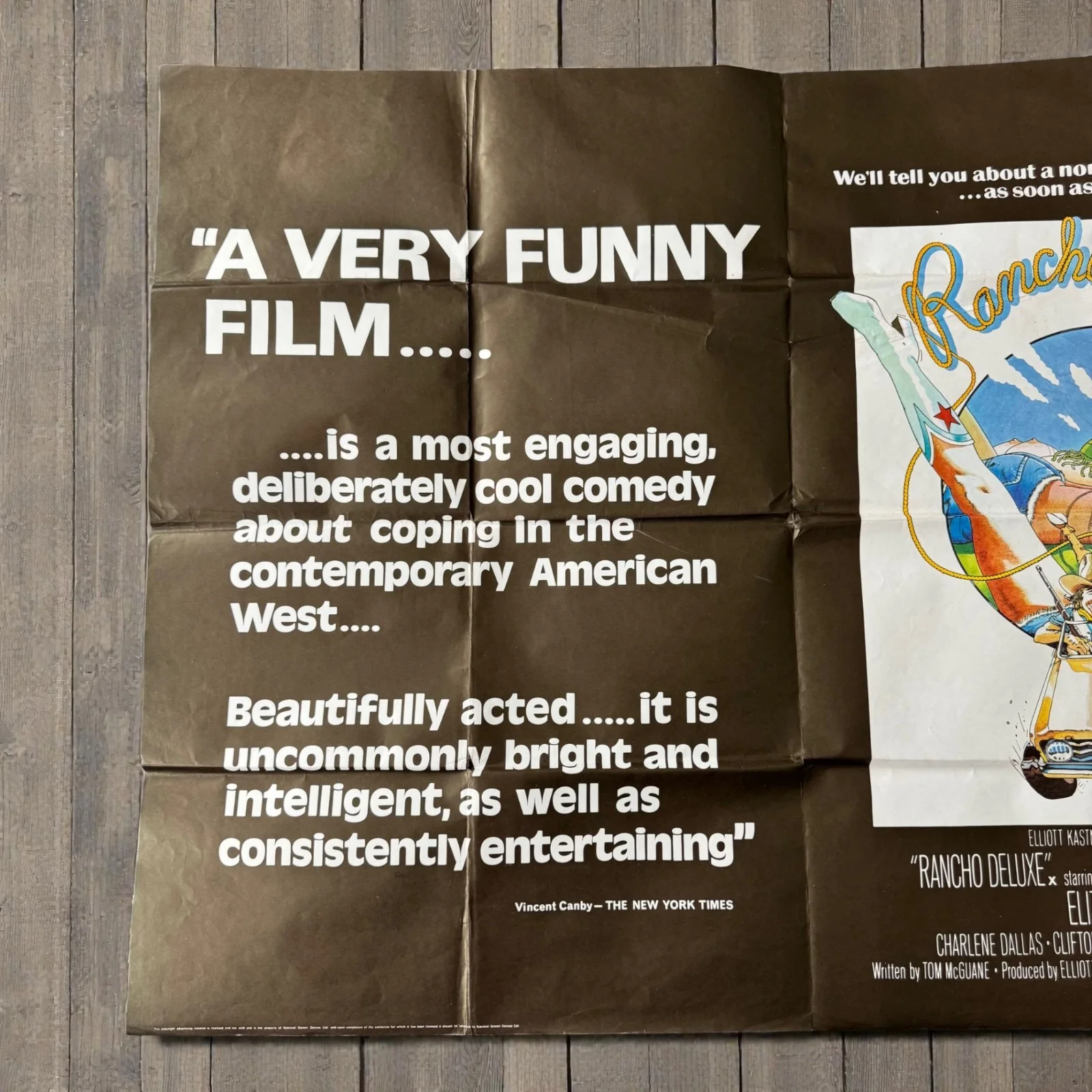 Rancho Deluxe Original UK Quad Cinema Poster 1975 Jeff Bridges 110x75cm, изображение 2