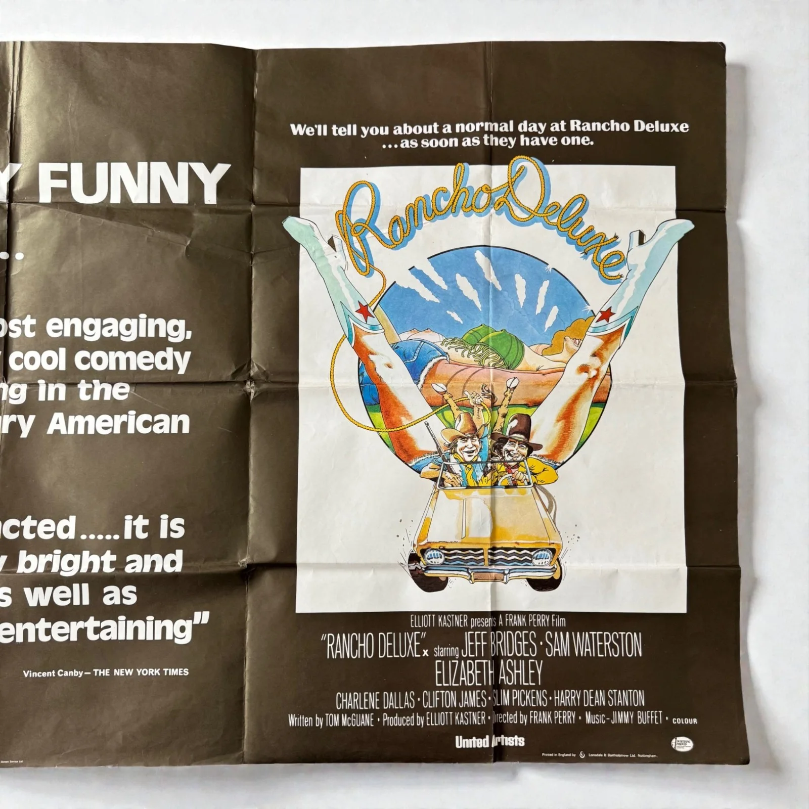 Rancho Deluxe Original UK Quad Cinema Poster 1975 Jeff Bridges 110x75cm, изображение 3