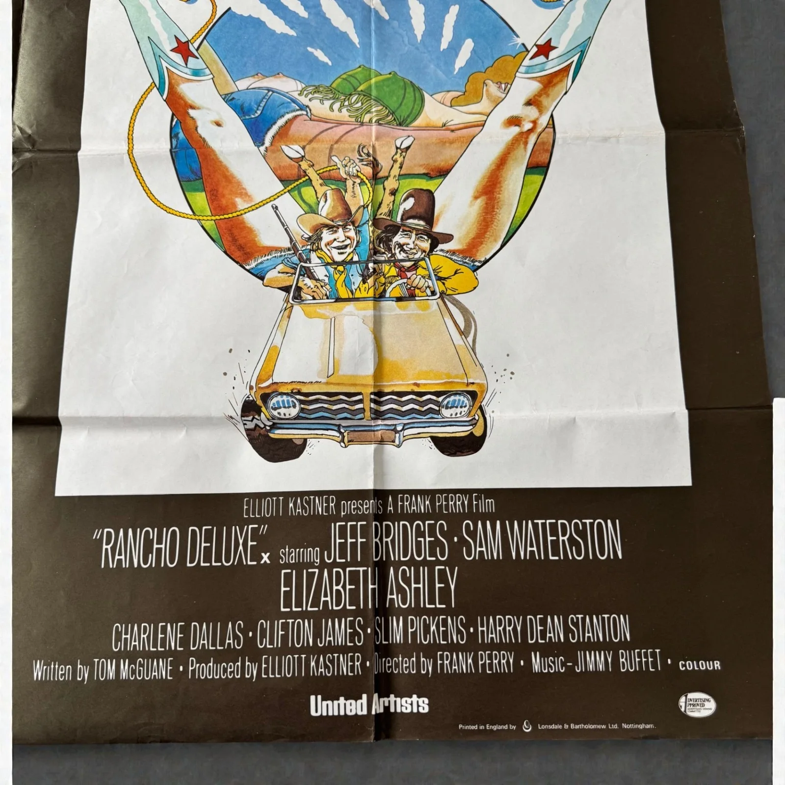 Rancho Deluxe Original UK Quad Cinema Poster 1975 Jeff Bridges 110x75cm, изображение 4