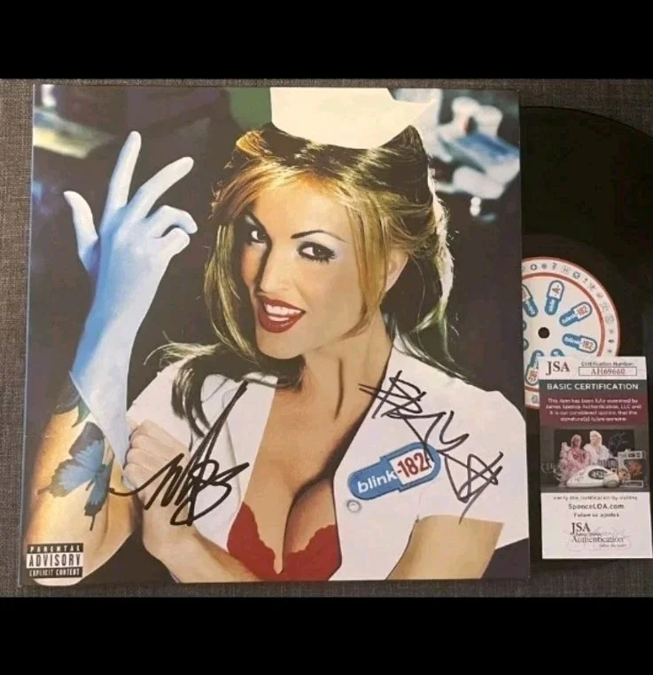 BLINK-182 SIGNED ENEMA OF THE STATE VINYL TRAVIS BARKER MARK HOPPUS w/JSA COA, image 2