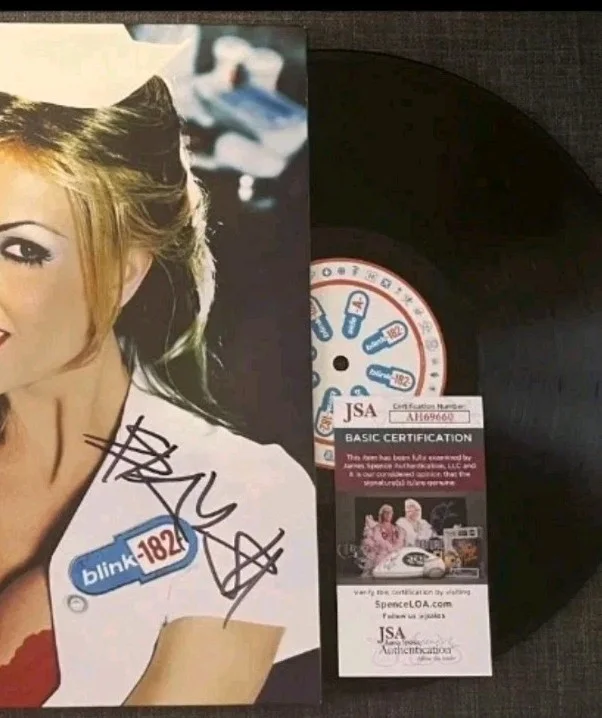 BLINK-182 SIGNED ENEMA OF THE STATE VINYL TRAVIS BARKER MARK HOPPUS w/JSA COA, image 3