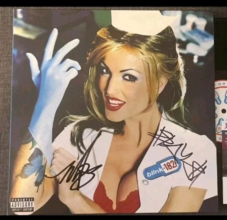 BLINK-182 SIGNED ENEMA OF THE STATE VINYL TRAVIS BARKER MARK HOPPUS w/JSA COA, image 4
