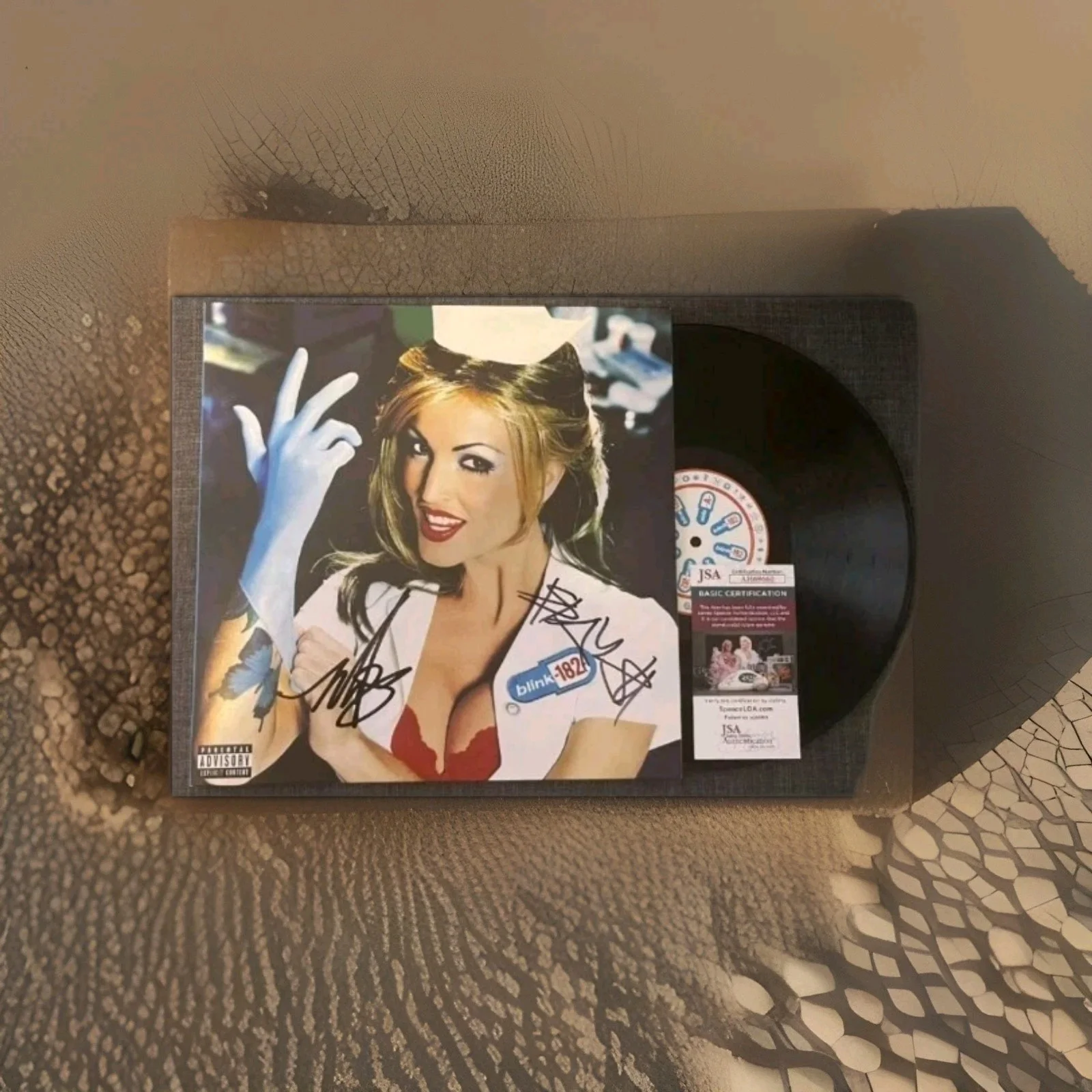 BLINK-182 SIGNED ENEMA OF THE STATE VINYL TRAVIS BARKER MARK HOPPUS w/JSA COA, image 5