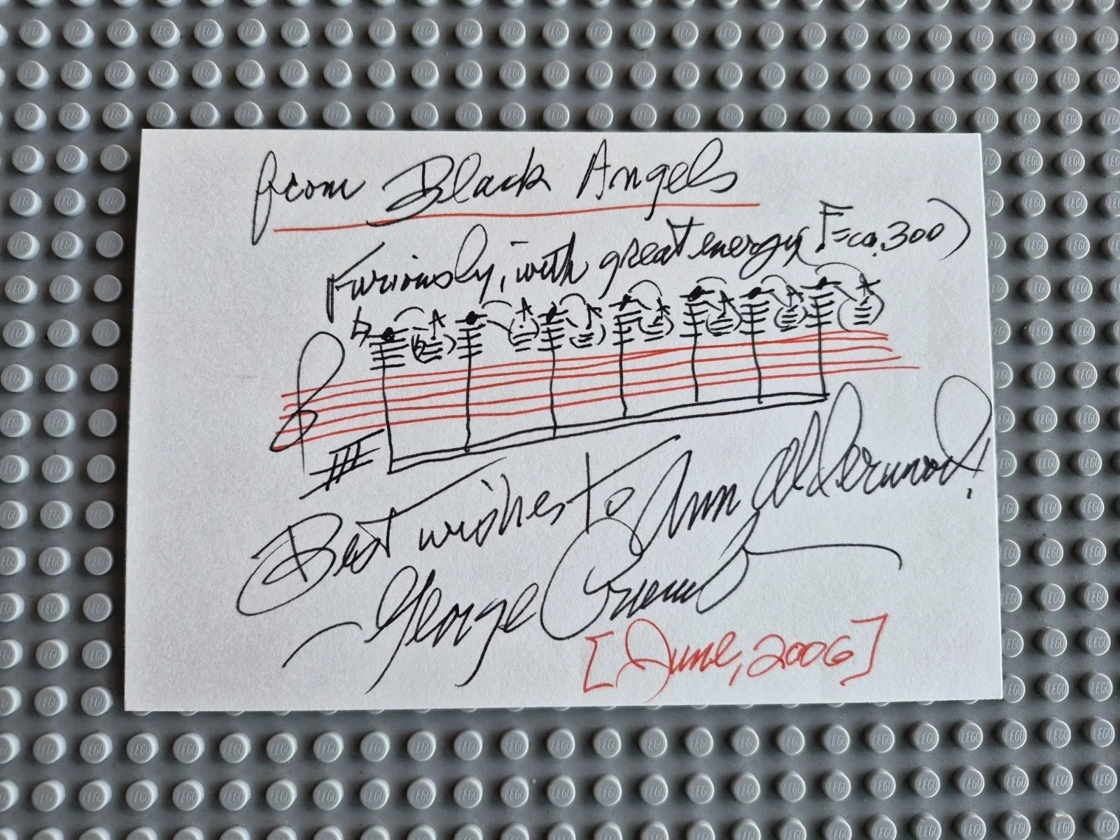 George Crumb Signed . Musical Quote, 4X6 Black Angels For String Quartet, изображение 2