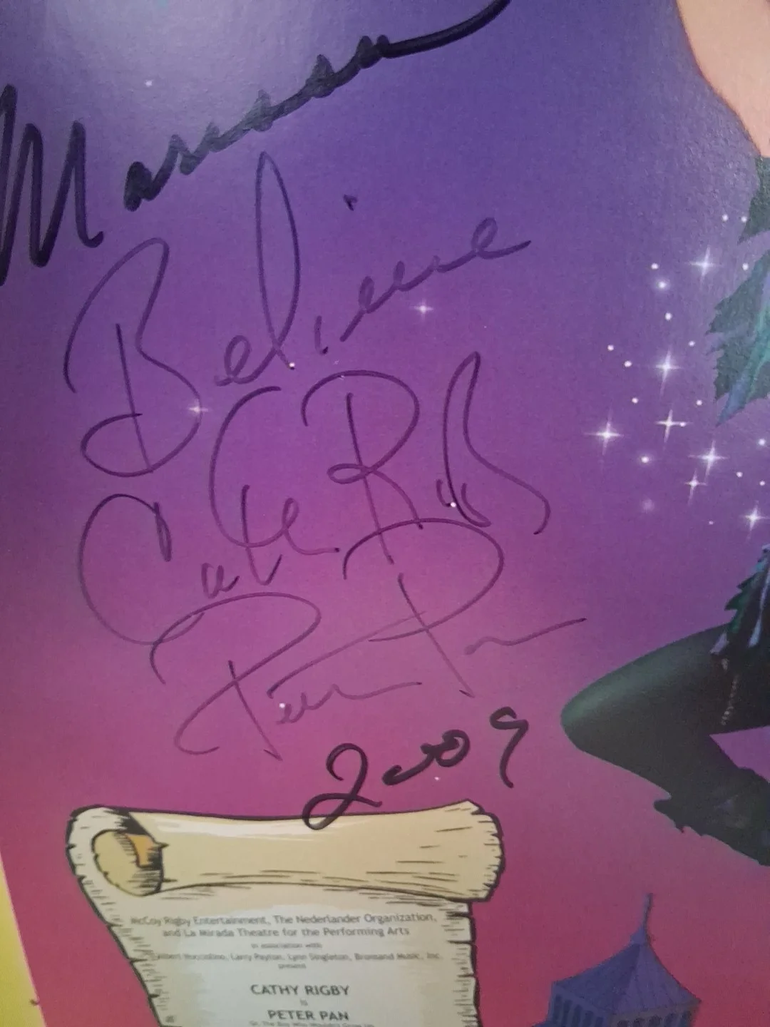 Cathy Rigby — Cathy Rigby Is Peter Pan Signed Autographed Poster "To Marissa" Believe 2009, изображение 5