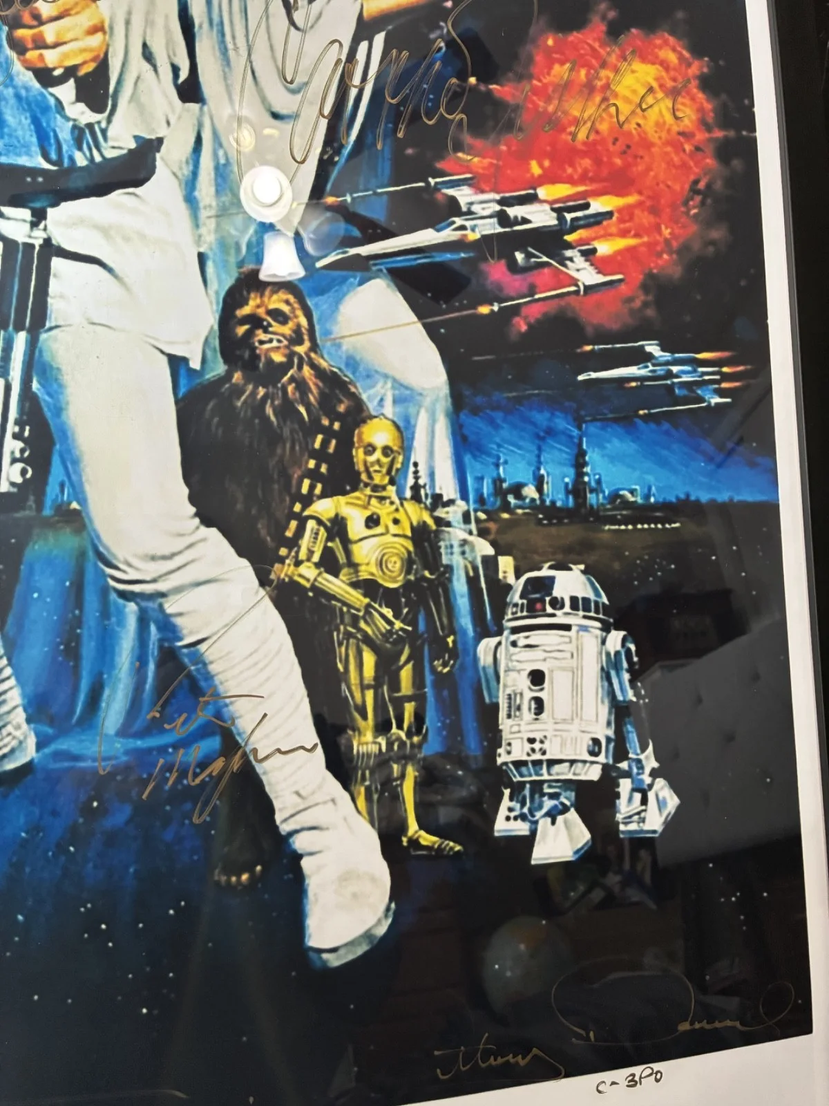 STAR WARS AUTOGRAPHED POSTER WITH CERTIFICATE OF AUTHENTICITY FRAMED 27" X 40", изображение 4