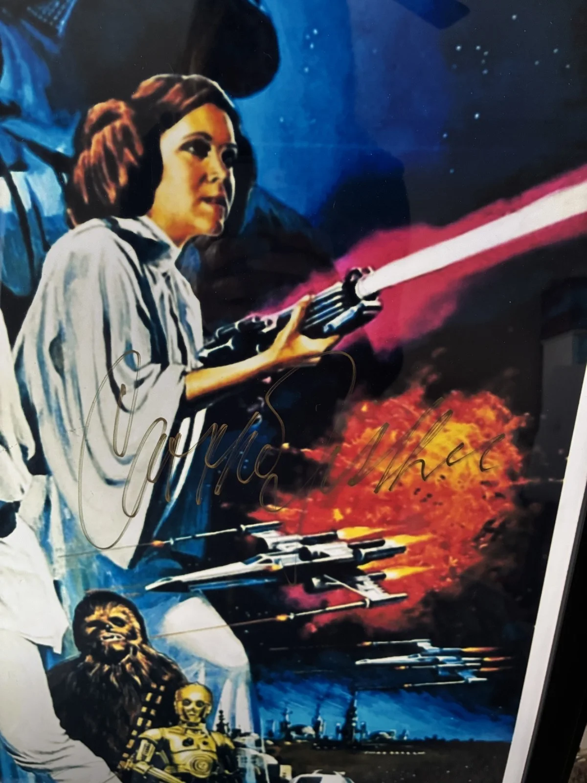 STAR WARS AUTOGRAPHED POSTER WITH CERTIFICATE OF AUTHENTICITY FRAMED 27" X 40", изображение 5