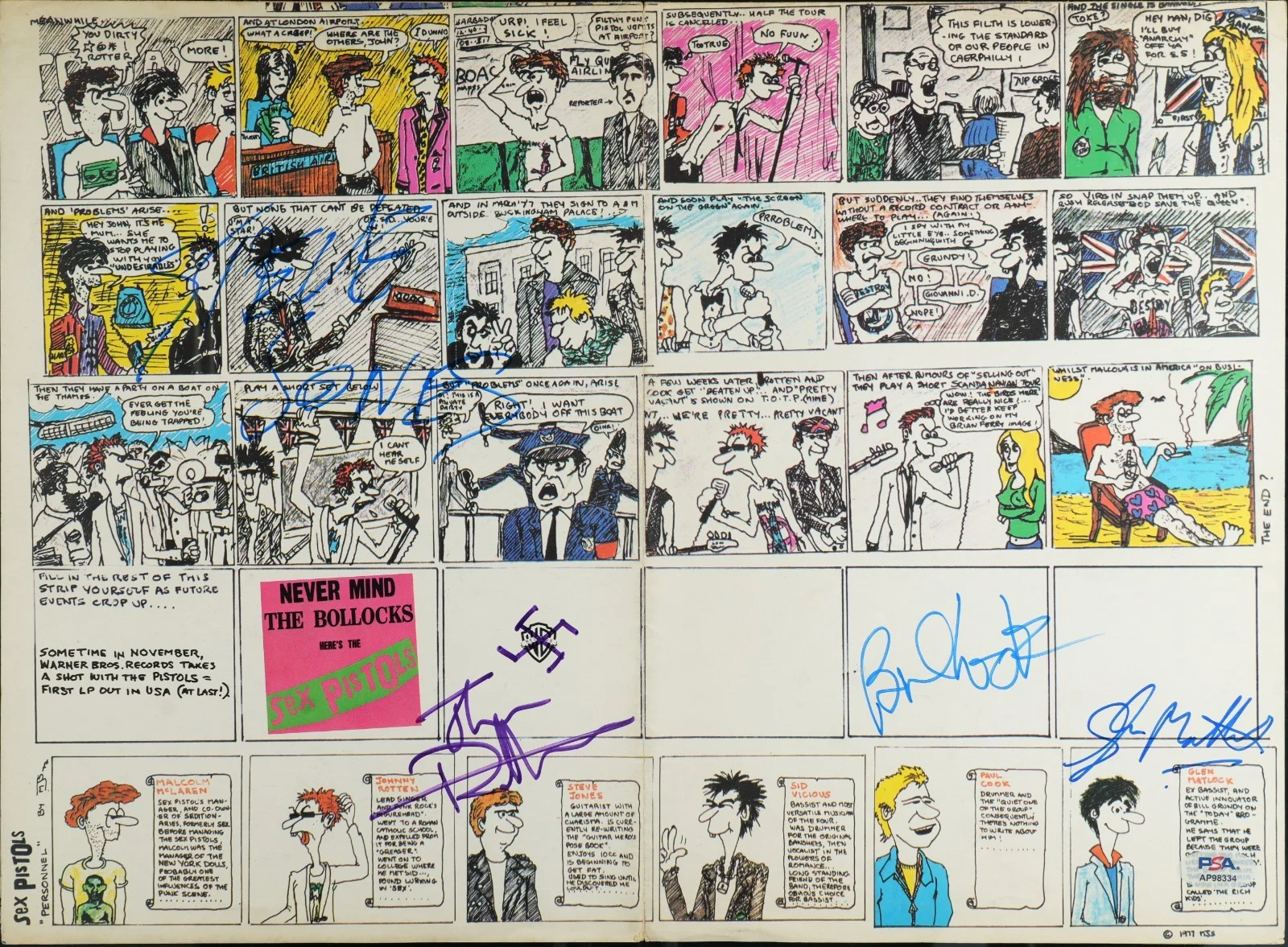 Paul Cook, Steve Jones, Glen Matlock, Johnny Rotten — SEX PISTOLS SIGNED POSTER PAUL COOK STEVE JONES GLEN MATLOCK JOHNNY ROTTEN PSA, изображение 2