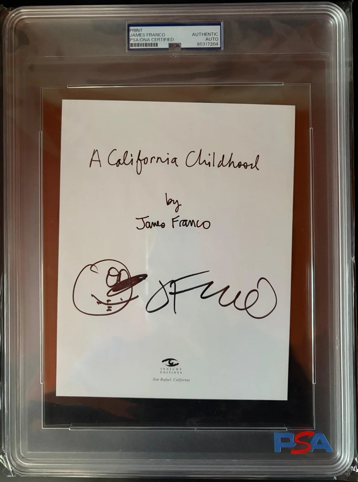 James Franco — JAMES FRANCO SIGNED SKETCH ENCAPSULATED CALIFORNIA CHILDHOOD SPIDERMAN PSA RARE