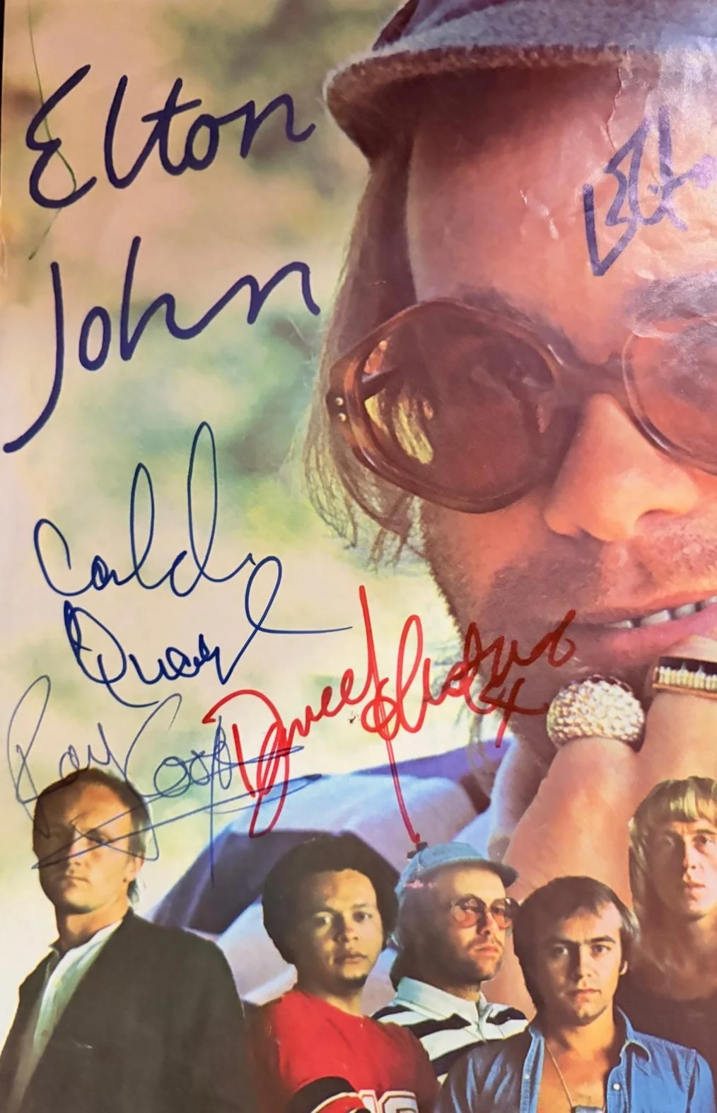 Elton John, Bernie Taupin, Caleb, Ray, Davey, Kenny, Roger, James — ELTON JOHN BAND SIGNED AUTOGRAPH 11X14 PHOTO X8 BERNIE CALEB RAY DAVEY PSA COA B, изображение 2