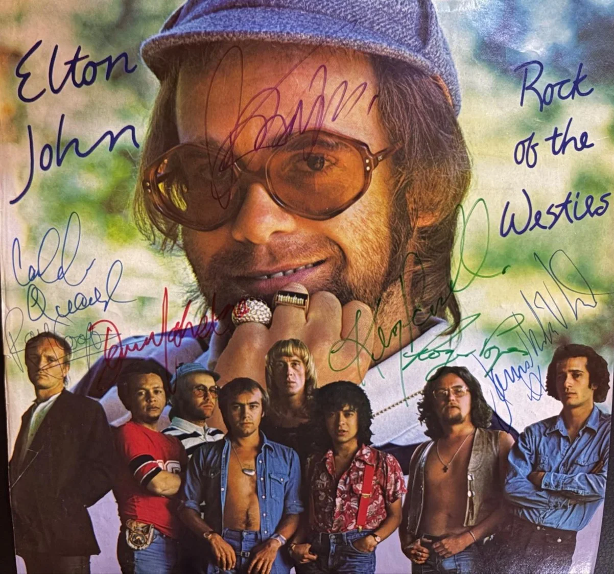 Elton John, Bernie Taupin, Caleb, Ray, Davey, Kenny, Roger, James — ELTON JOHN BAND SIGNED AUTOGRAPHED 11X14 PHOTO X7 BERNIE CALEB RAY DAVEY PSA A, изображение 5