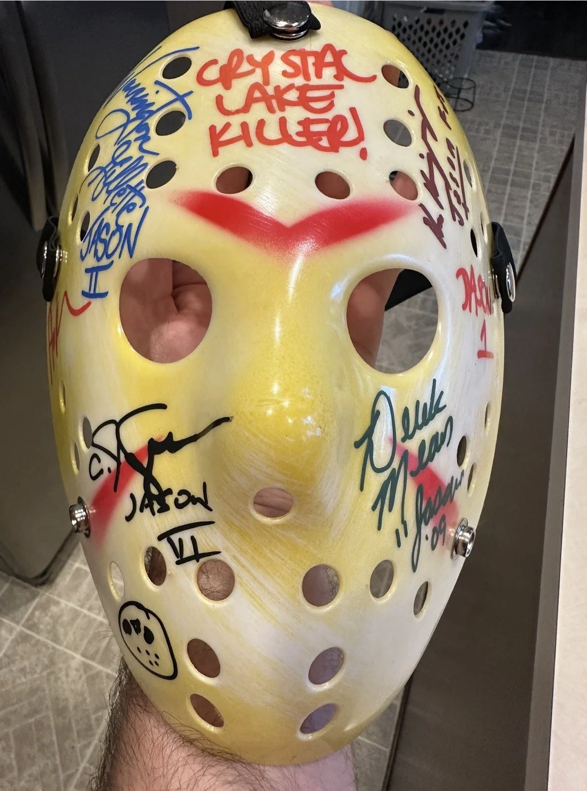C.J. Graham, Jason II, Jason 1, Jason 09 — Friday the 13th Jason Voorhees Multi-Signed Hockey Mask signed by 5 Jason’s