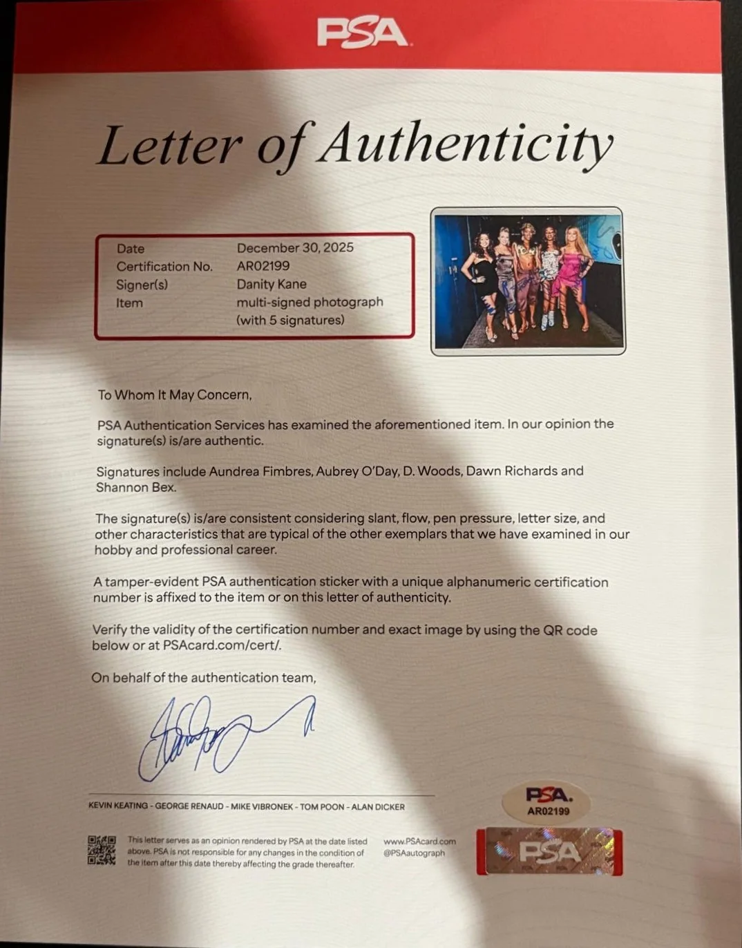 SHANNON BEX AUNDREA FIMBRES AUBREY O'DAY DAWN RICHARD D. WOODS — DANITY KANE X5 SIGNED AUTO 8X10 PHOTO FULL BAND STAY WITH ME STRIP TEASE PSA, image 5