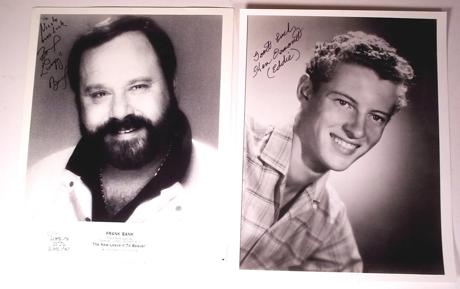 Ken Osmond & Frank Bank — Pair of Leave It To Beaver Signed 8 X 10 Glossy Photos Eddie And Lumpy