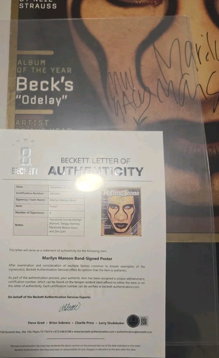Marilyn Manson Band Signed Large Poster Beckett Bas LOA From 107.5 Xtreme, изображение 4