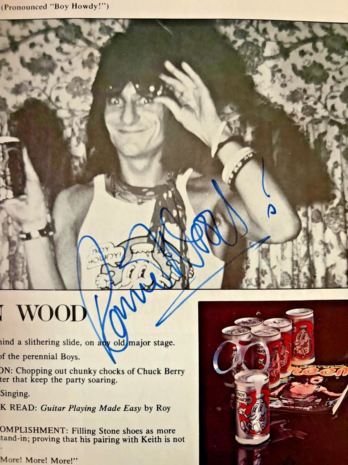 Ronnie Wood — RONNIE WOOD SIGNED AUTOGRAPHED MAGAZINE PAGE ROLLING STONES RARE VINTAGE PSA, image 2