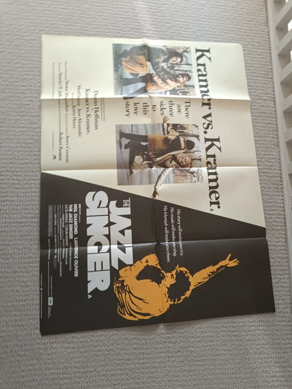 KRAMER VS. KRAMER / THE JAZZ SINGER ORIGINAL UK QUAD FILM POSTER 1979/1980, изображение 4