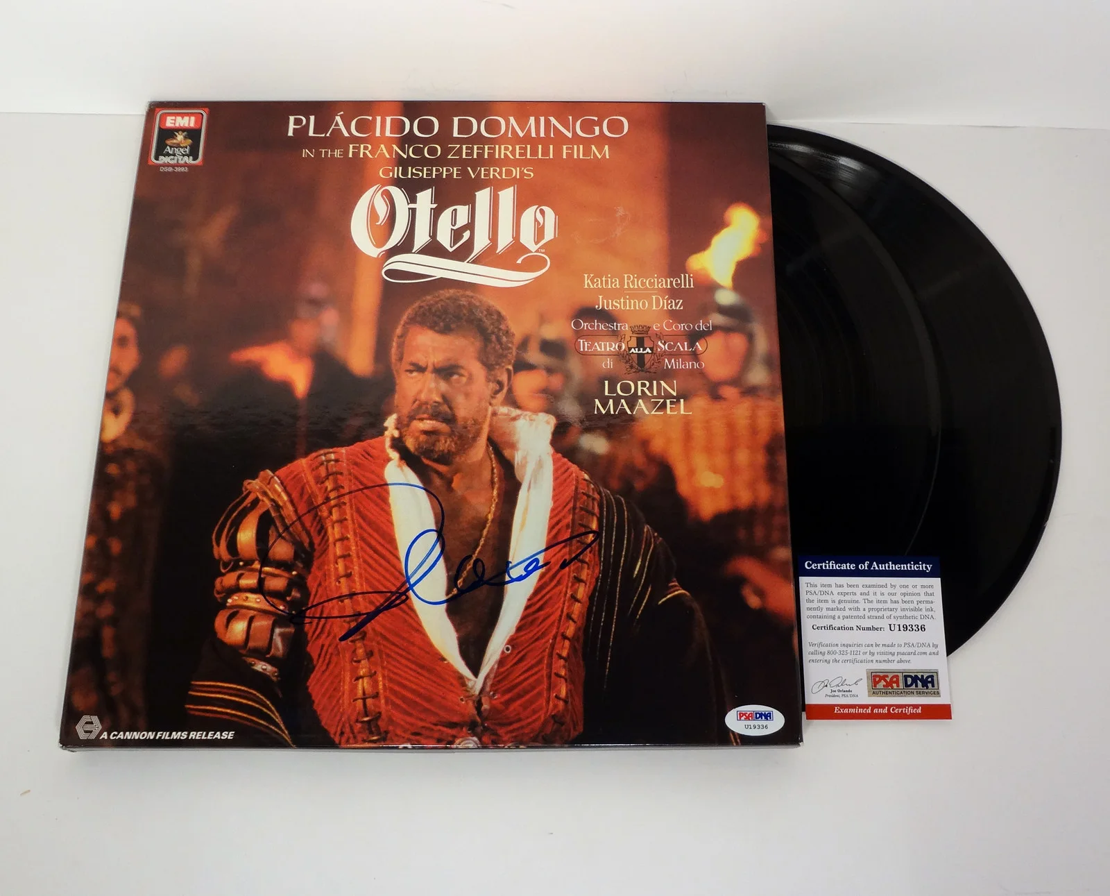 Placido Domingo — Placido Domingo The Three Tenors Signed Otello Vinyl Record Album PSA/DNA COA