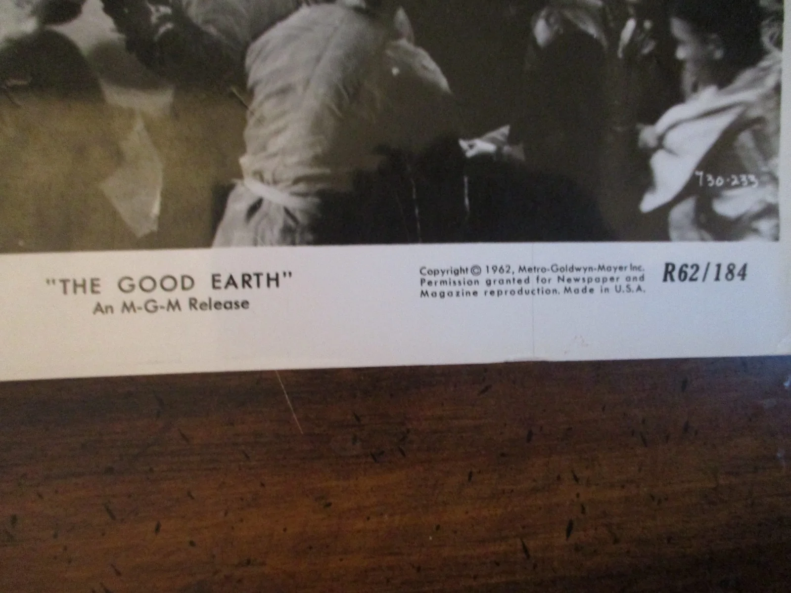 ("THE GOOD EARTH") 1962 10" x 8" Glossy Black and White Press Photo, изображение 2