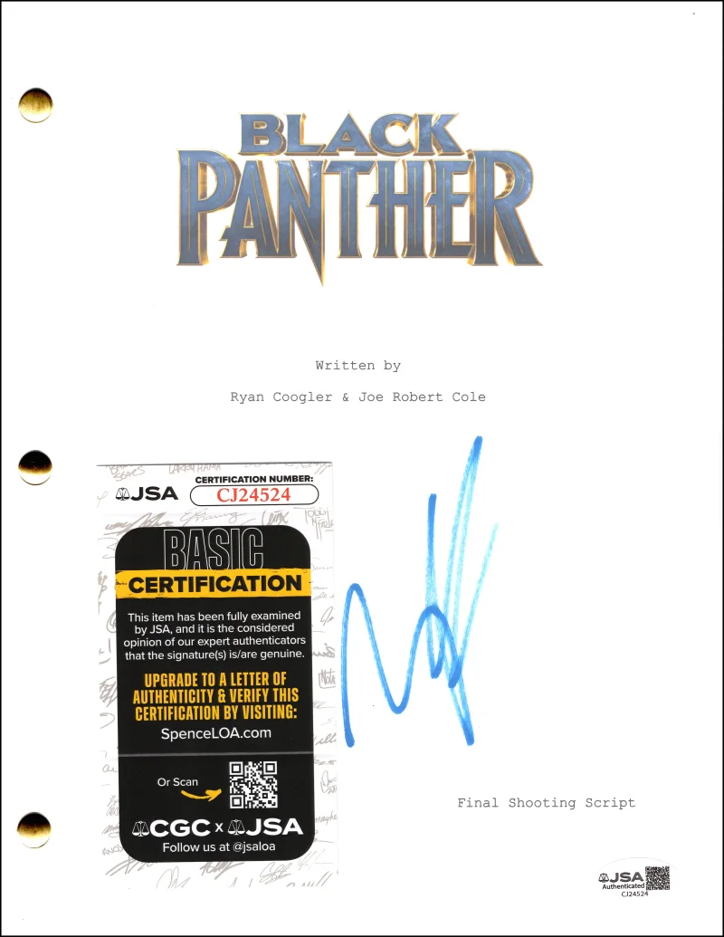 Michael B Jordan — Michael B Jordan Signed Autograph Black Panther Movie Script Screenplay JSA COA, image 2