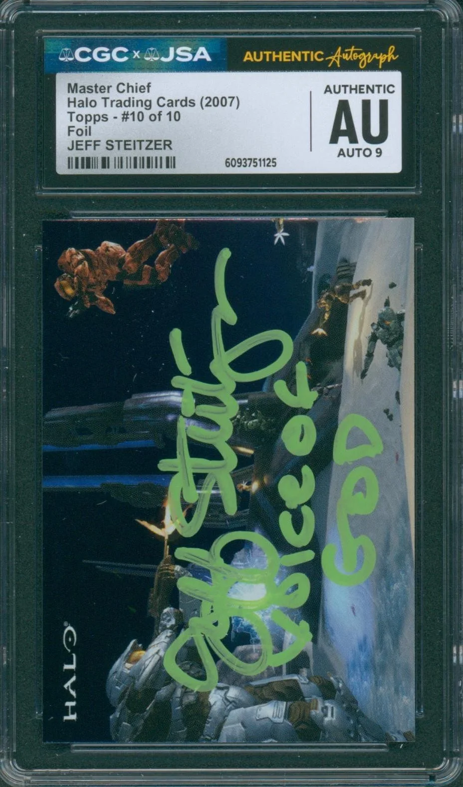 Jeff Steitzer — Jeff Steitzer Signed Foil Card Halo Multiplayer Announcer Topps CGC x JSA SLAB
