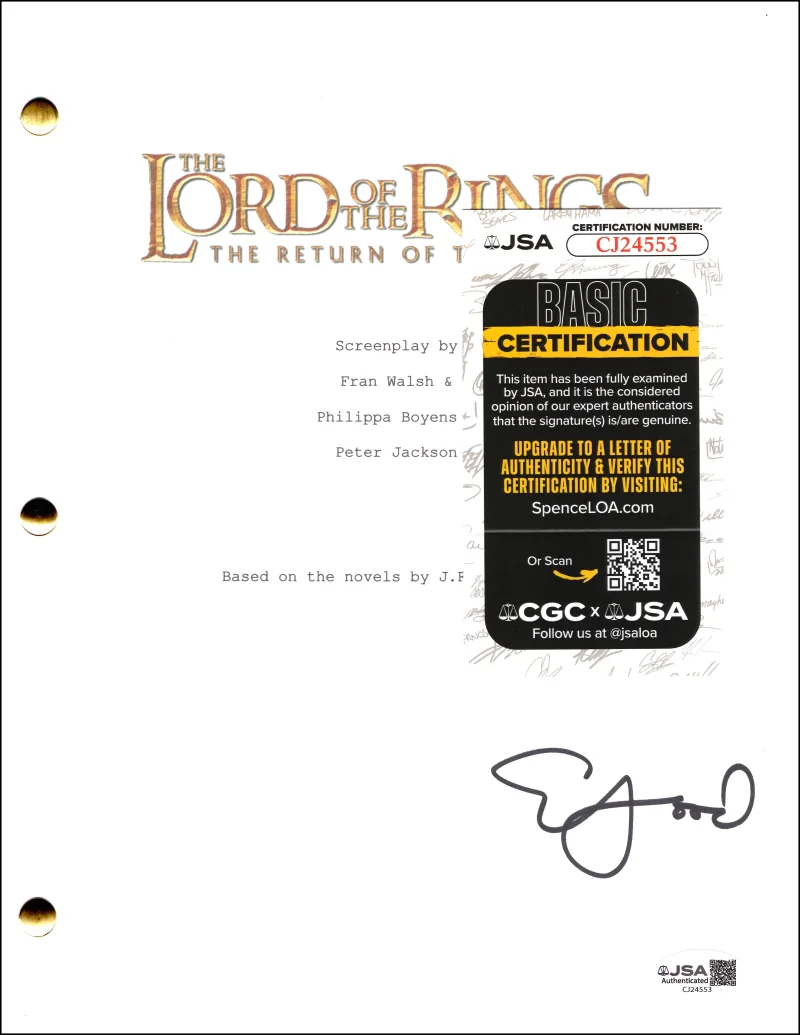 Elijah Wood — Elijah Wood Signed Autograph Lord of the Rings Return of the King Script JSA COA, image 2