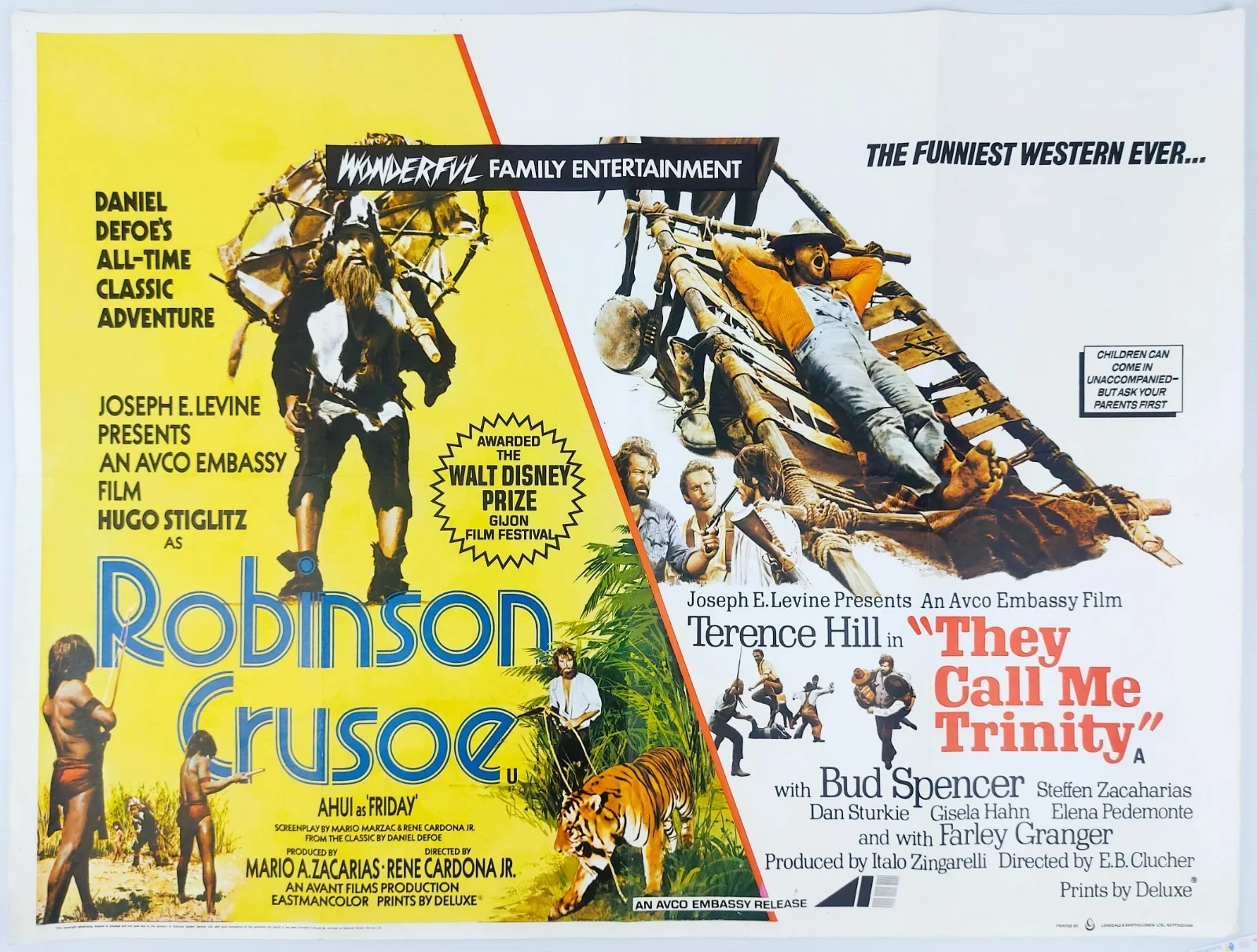 ROBINSON CRUSOE / THEY CALL ME TRINITY ORIGINAL UK QUAD FILM POSTER 1970, изображение 2