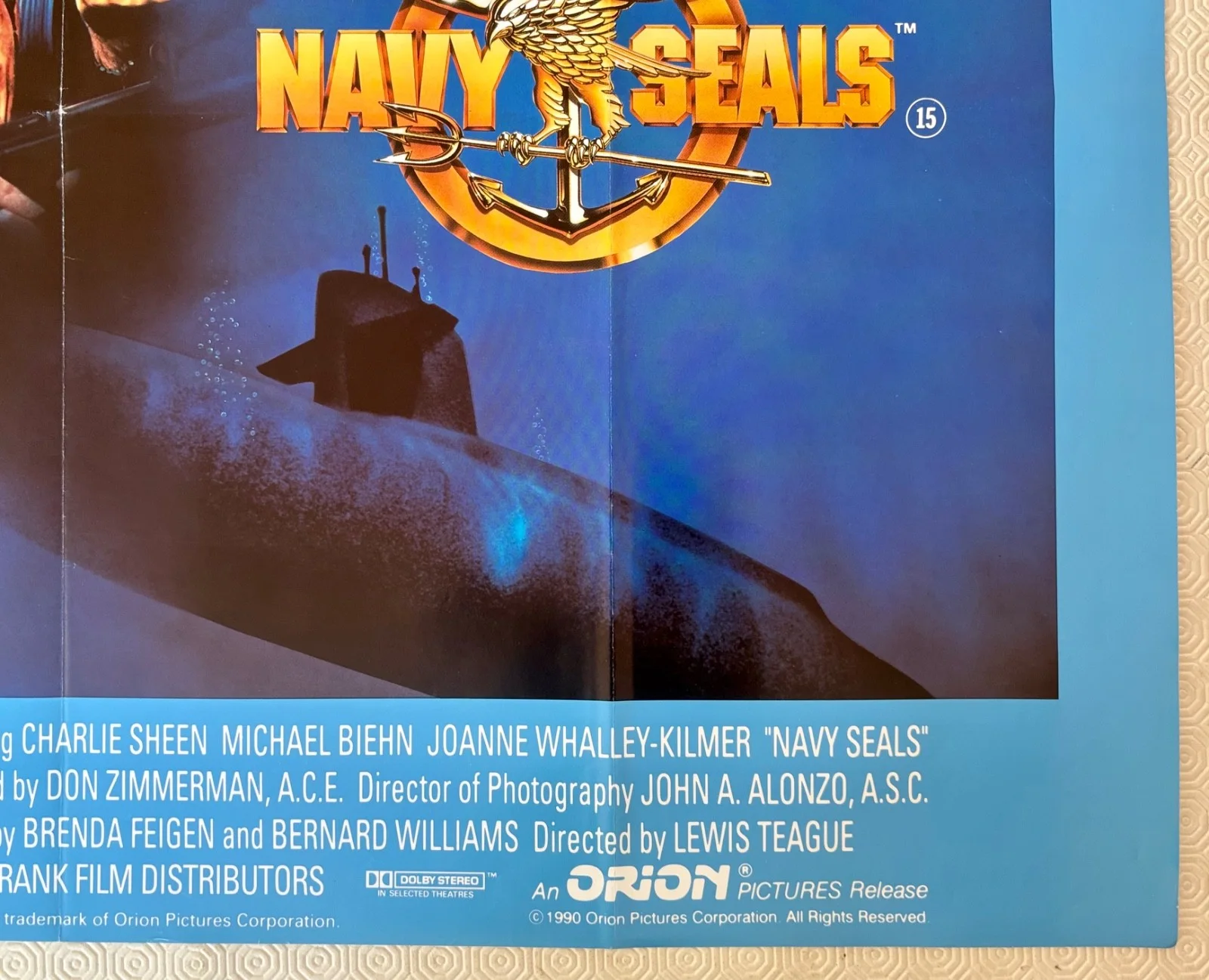 Navy Seals Original 1990 Movie Quad Poster Charlie Sheen Michael Biehn, изображение 3