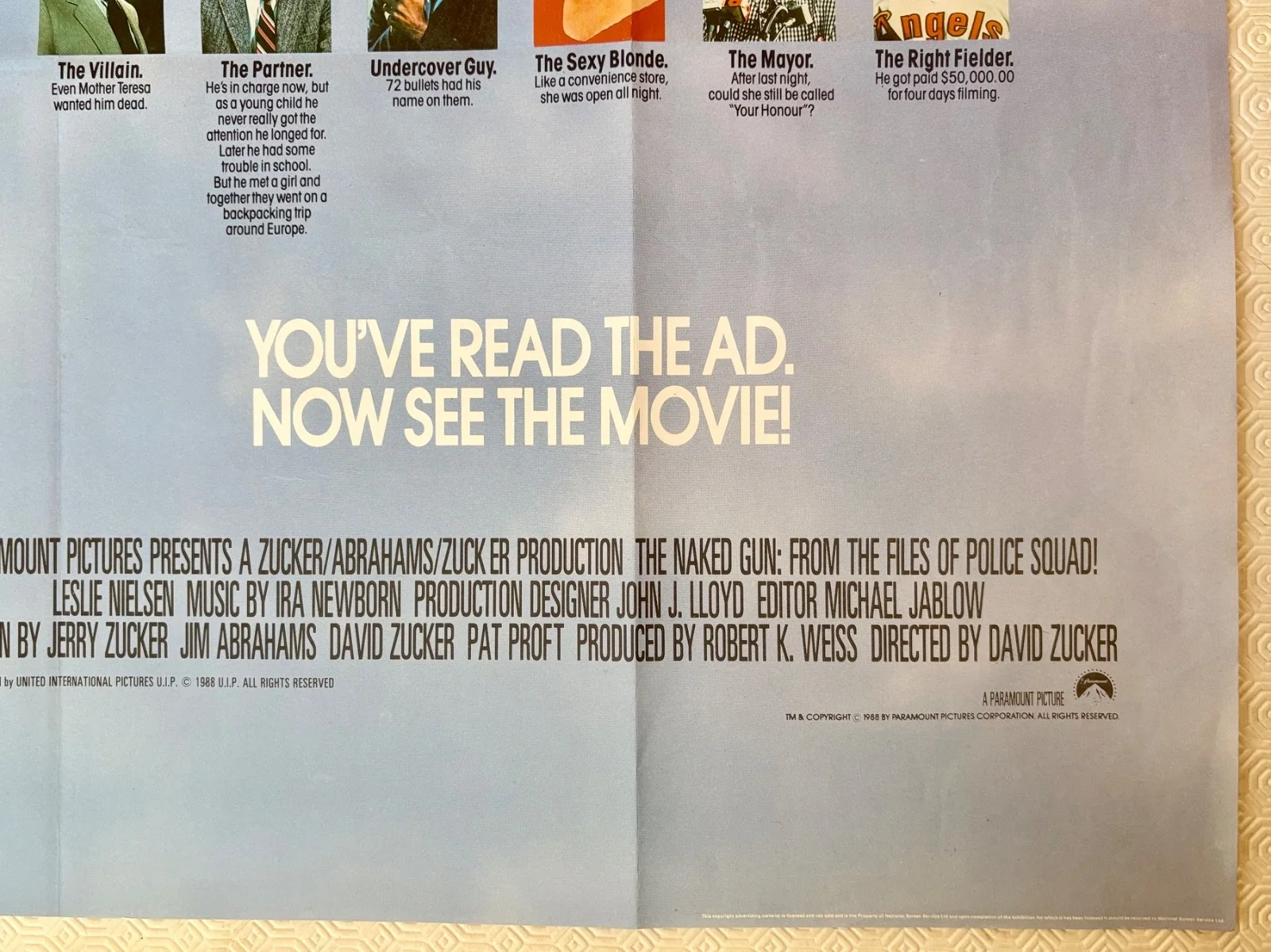 The Naked Gun Original 1988 Movie Quad Poster Leslie Nielsen Priscilla Presley, изображение 3