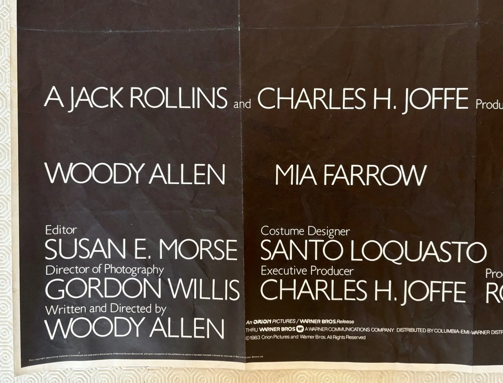 Zelig Original 1983 Movie Quad Poster Woody Allen MIa Farrow, изображение 2