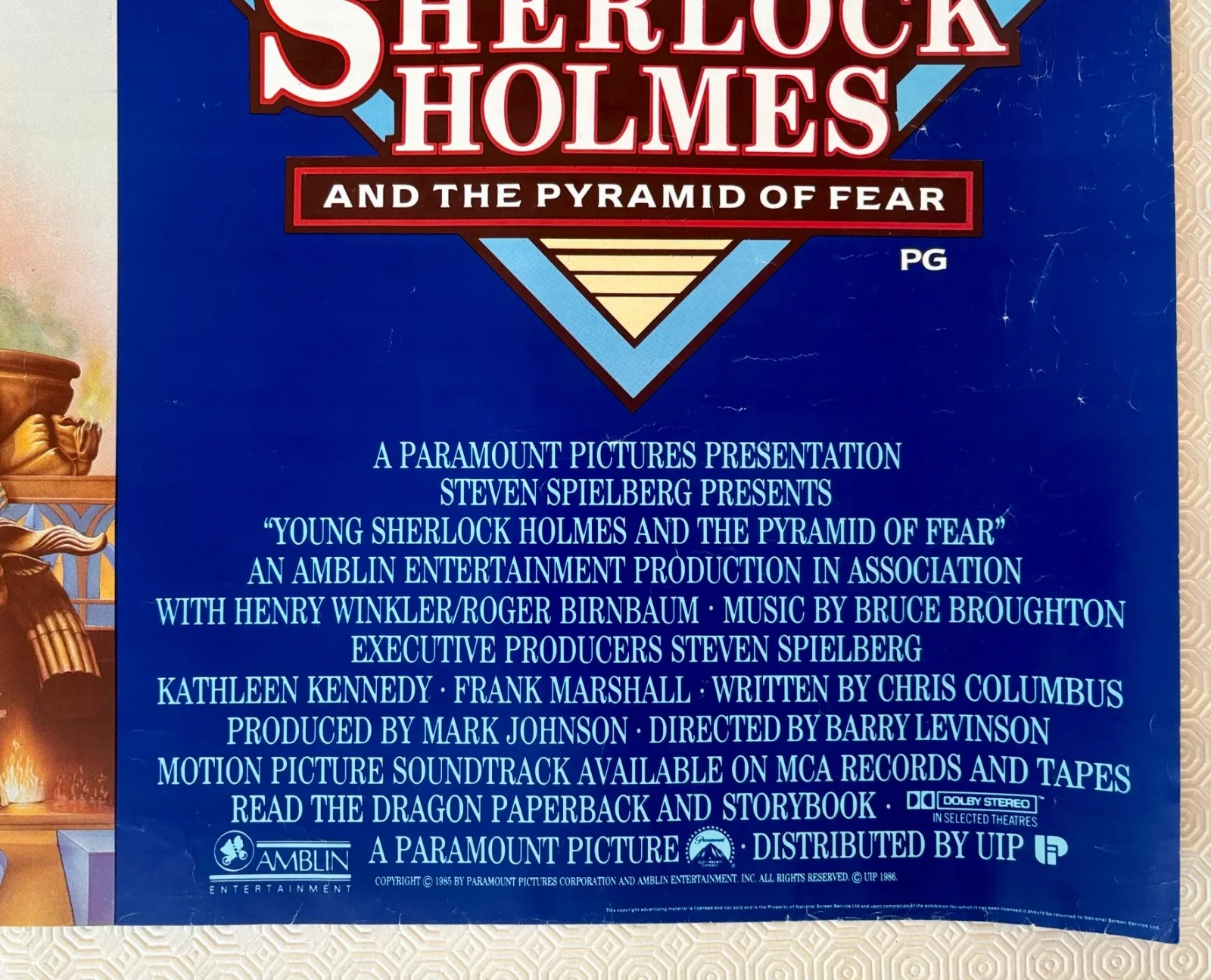 Young Sherlock Holmes and The Pyramid of Fear Original 1985 Quad Poster, изображение 3