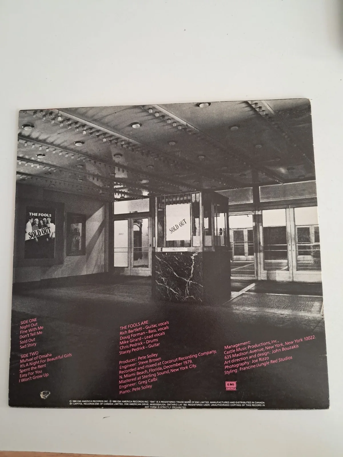 The Fools Signed Autographed "Sold Out" LP Album Boston The Channel, изображение 2
