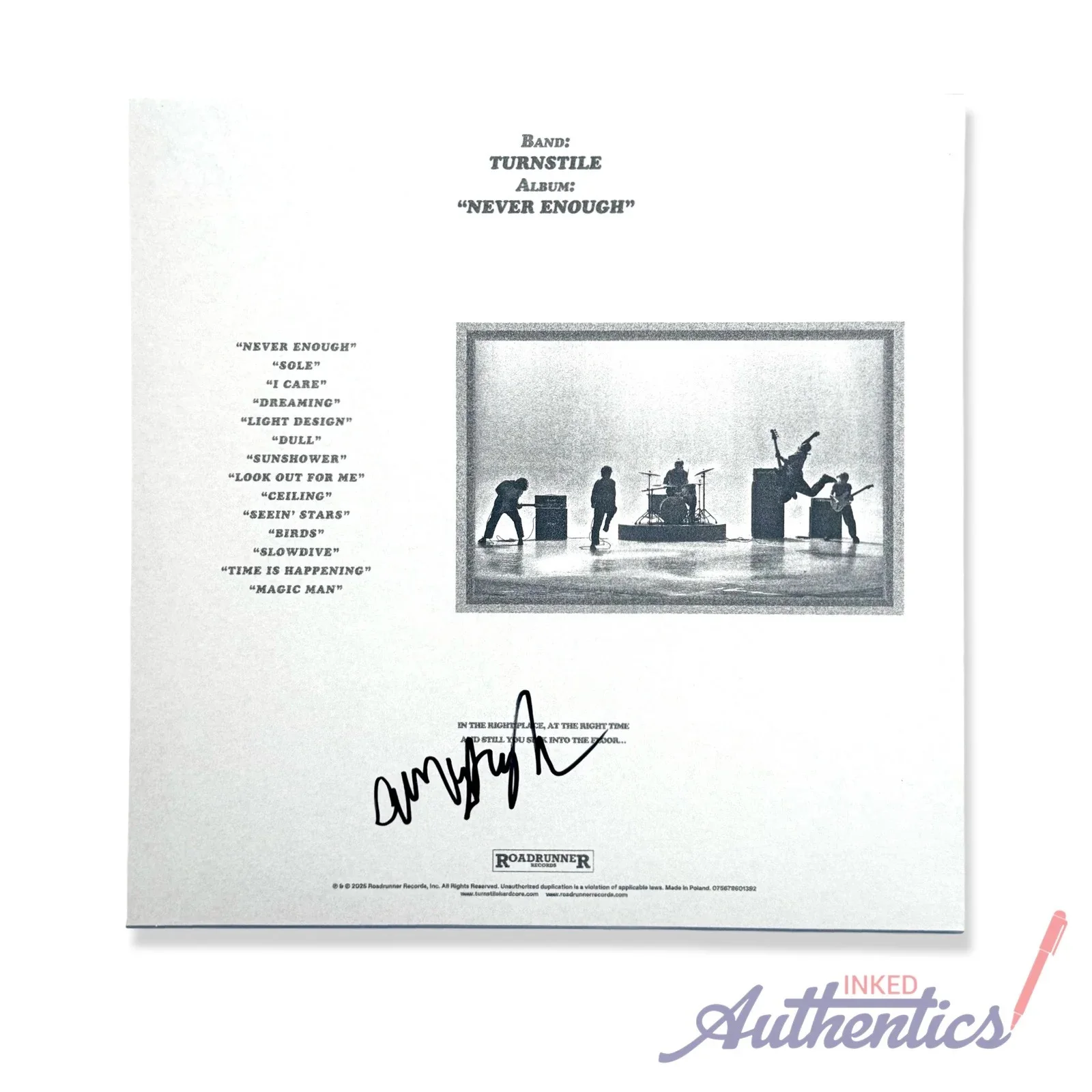 Turnstile & Amy Taylor Signed Autographed Vinyl LP "NEVER ENOUGH" PSA/DNA Authen, изображение 2