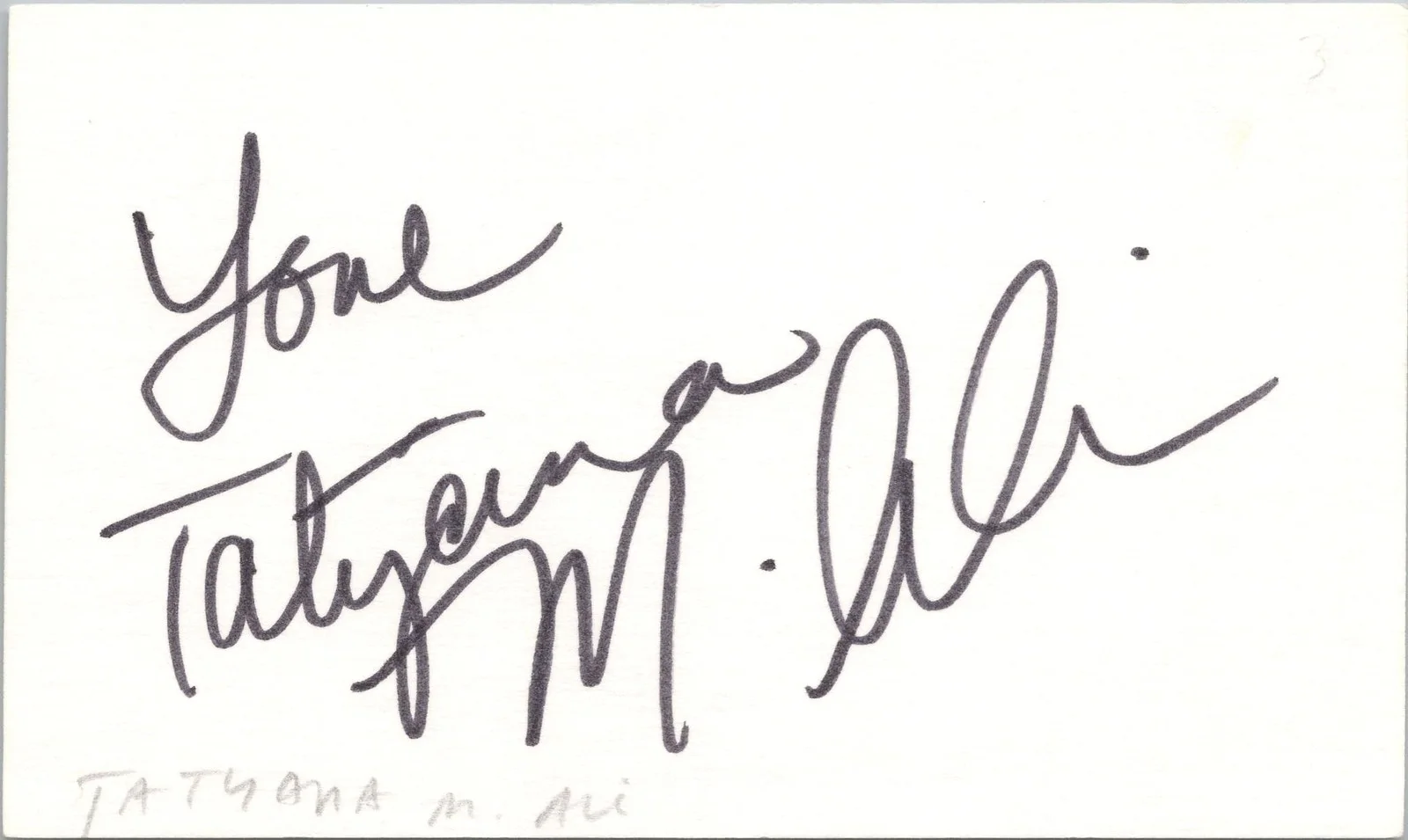 Tatyana Ali — Tatyana Ali Signed 3x5 Index Card Fresh Prince Of Bel-Air Autographed