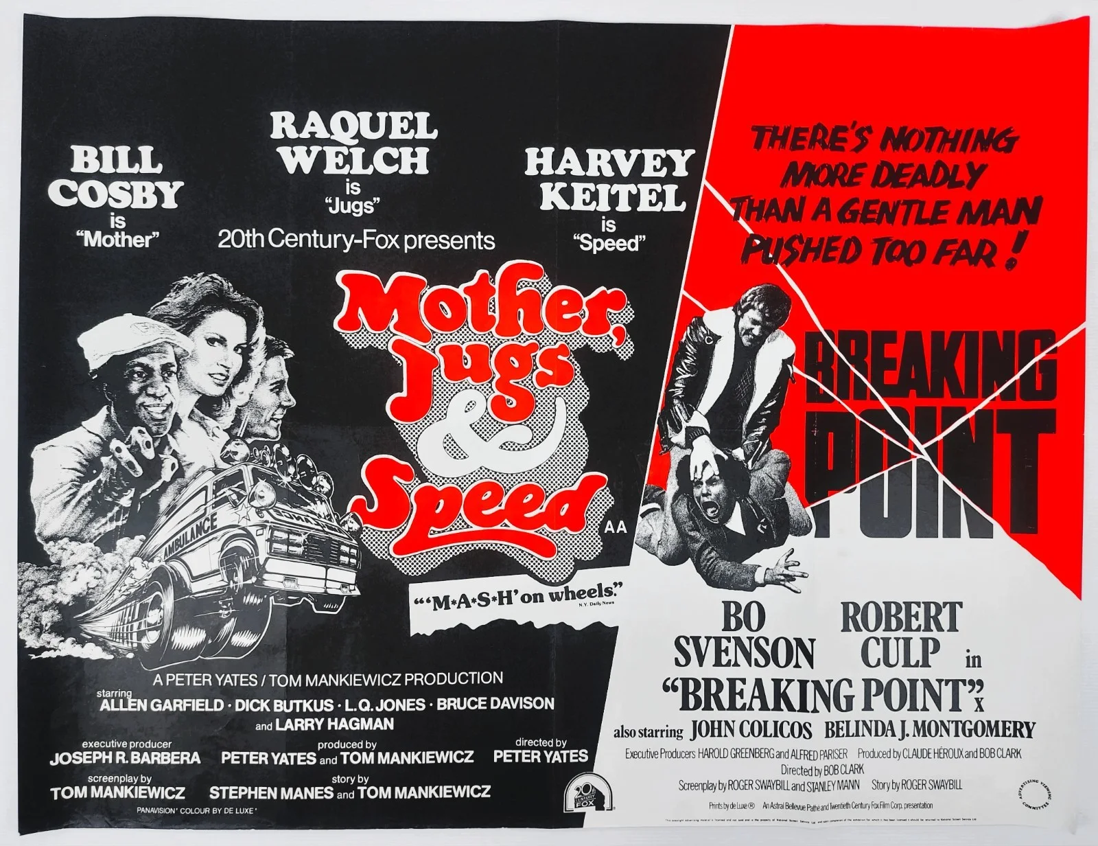 MOTHER, JUGS & SPEED / BREAKING POINT ORIGINAL UK QUAD DB FILM POSTER 1976, image 2