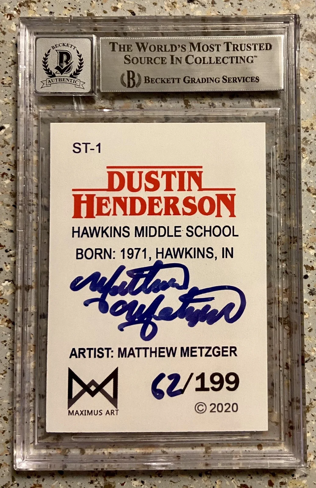 Gaten Matarazzo — Gaten Matarazzo GEM MINT 10 SIGNED Stranger Things Custom Trading Card- BGS COA, изображение 4