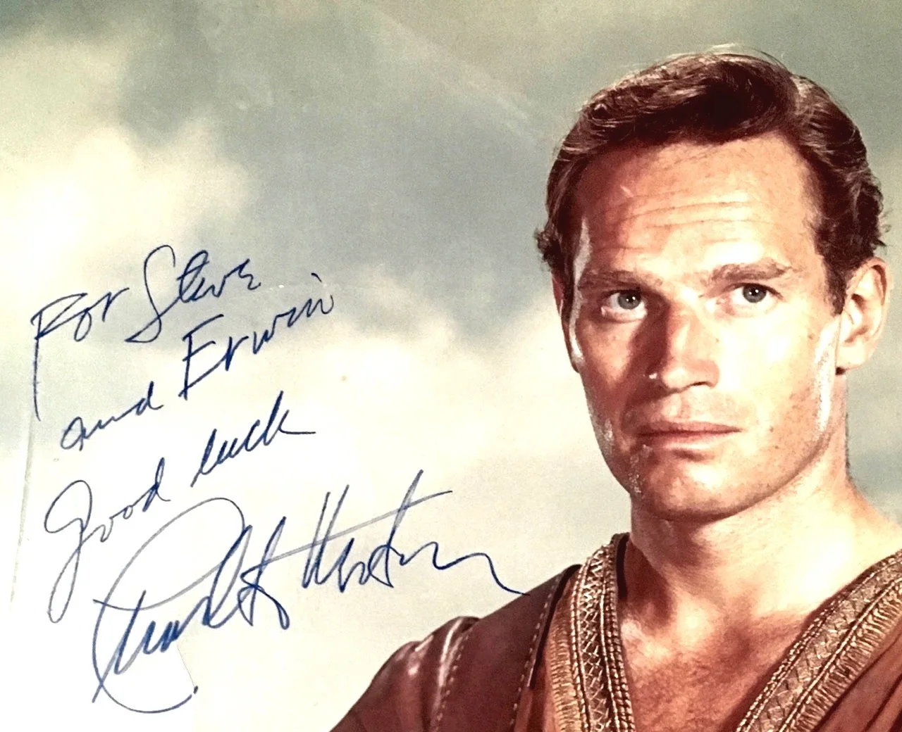 Charlton Heston — RARE! CHARLTON HESTON as Ben-Hur! 1959 ORIGINAL 14x18 AUTOGRAPHED PHOTOBUSTA!, изображение 2