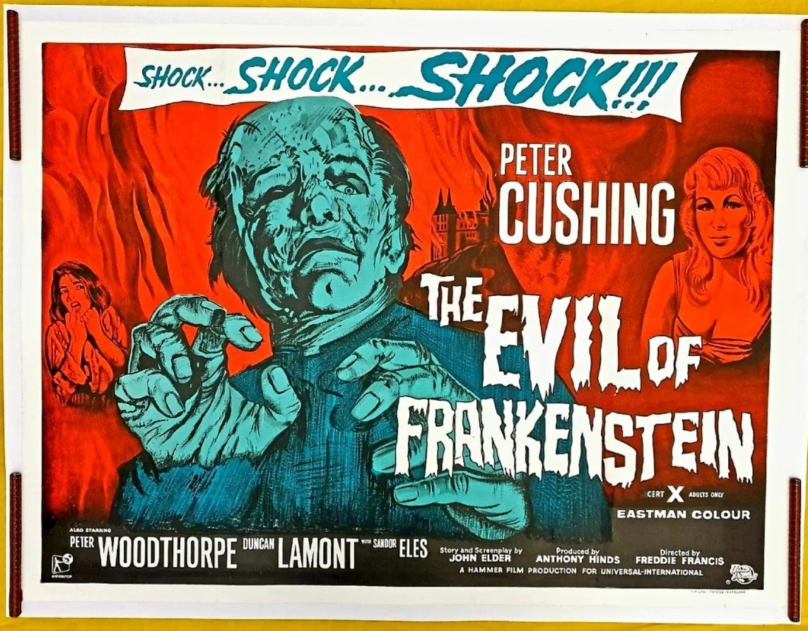 FRANKENSTEIN ORIGINAL UK QUADS HAMMER POSTERS X 4 30x 40 " LINEN, изображение 2