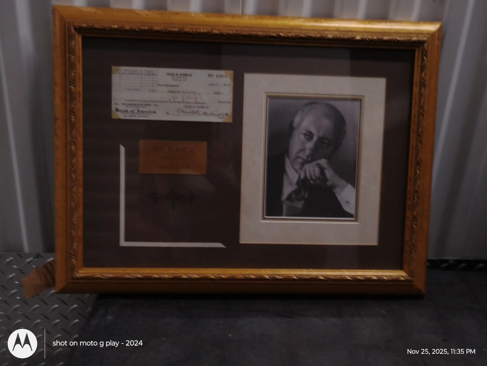 Cecil B. DeMille — Cecil B. DeMille (d. 1959) Signed Autographed Vintage Signature check Framed, image 2