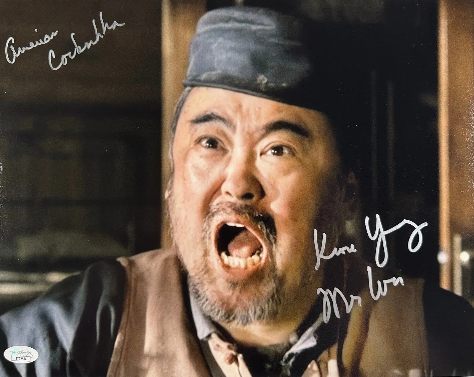 Keone Young — Keone Young Signed 11x14 Photo "American C*cksucker" JSA COA Private Signing
