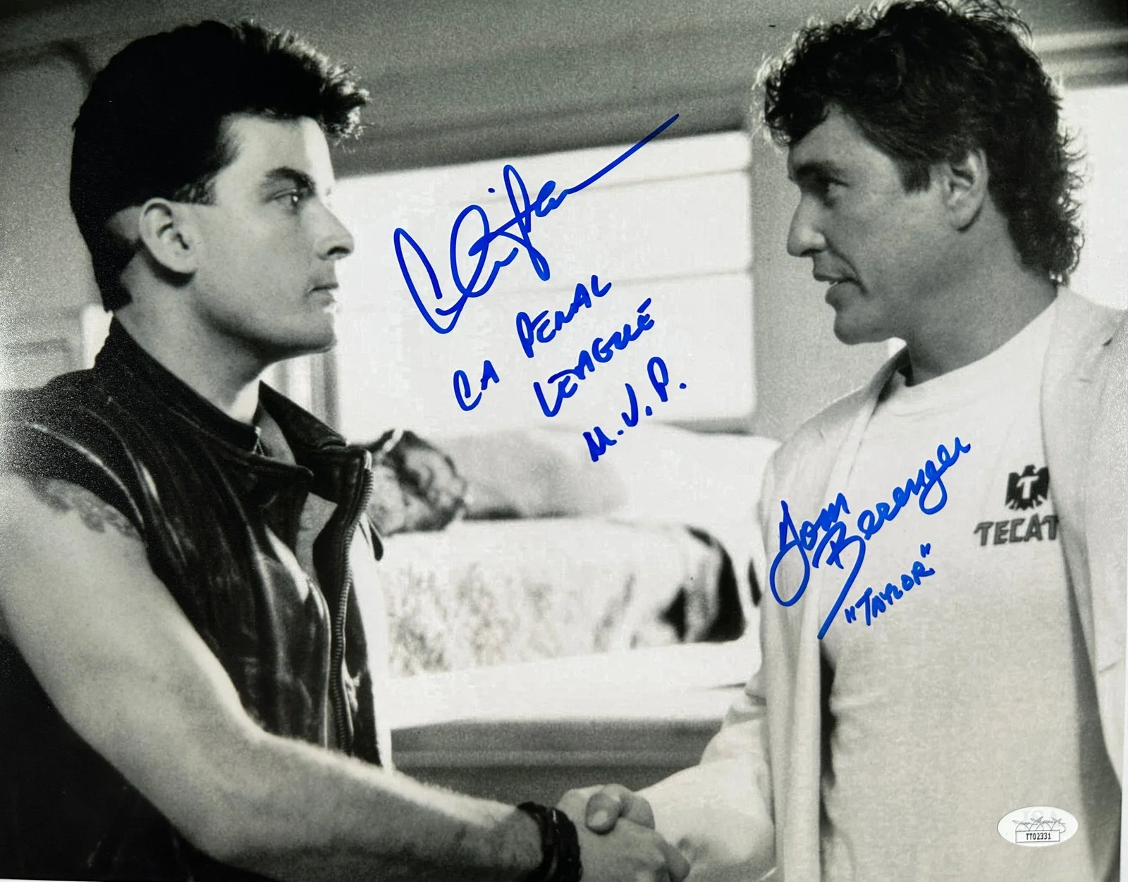 Charlie Sheen, Tom Berenger — Sheen & Berenger Signed 11x14 Photo Major League JSA COA from Private Signing