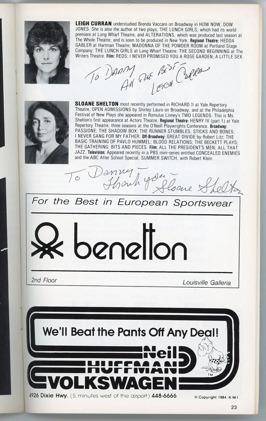 Leigh Curran, Sloane Shelton — Leigh Curran & Sloane Shelton- Signed Actors Theatre of Louisville Program, image 2
