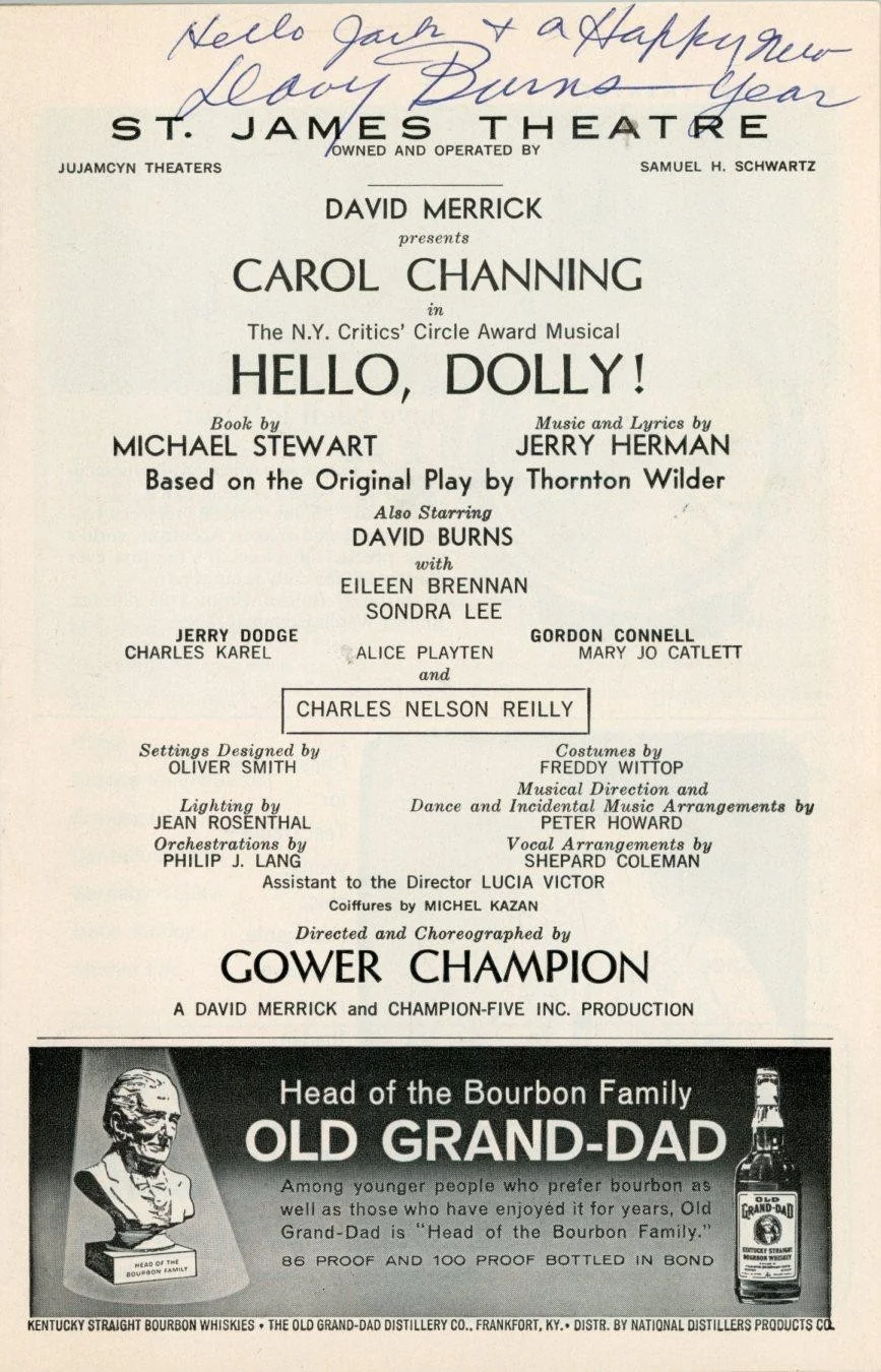 David Burns — David Burns- Signed St. James Theatre Playbill for Hello, Dolly!, image 2